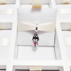 925 Sterling Silver Snow White With Red Heart Dangle Charm Fits Pandora Bracelet